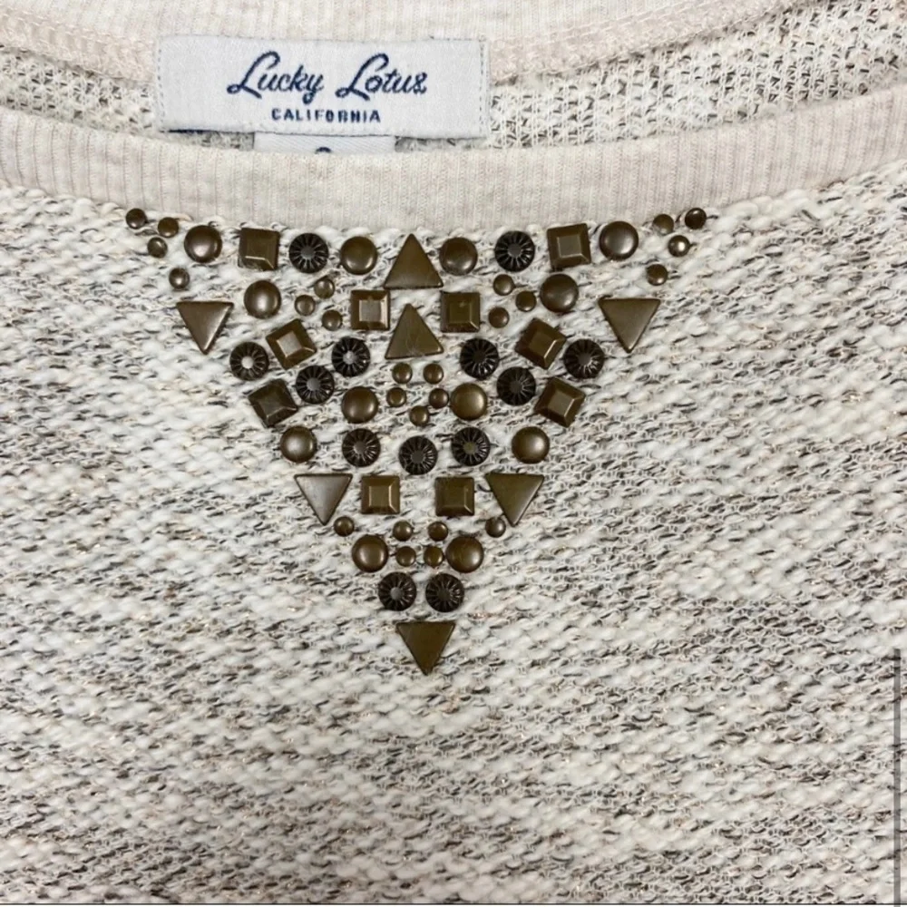 Lucky Lotus Sweater Crew Neck Cream Size S - Picture 4 of 8